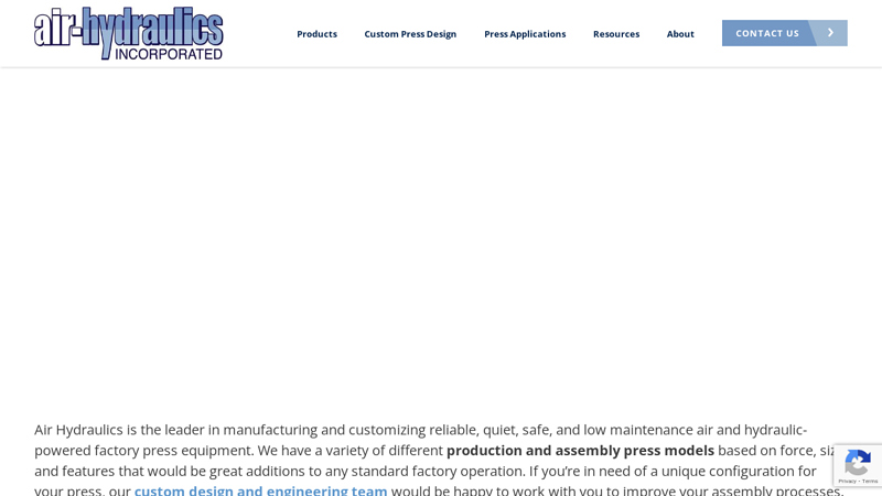 Air Hydraulics - Industrial Press Solutions - Assembly Presses