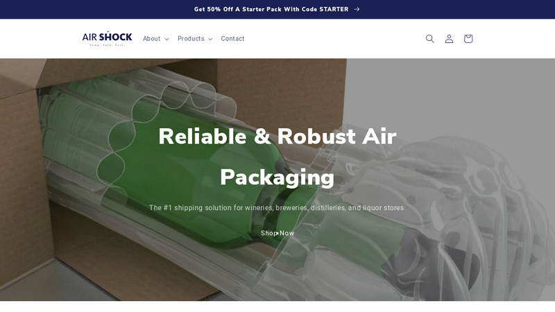 Wine and spirit space saving, robust packaging solution C Air Shock TM