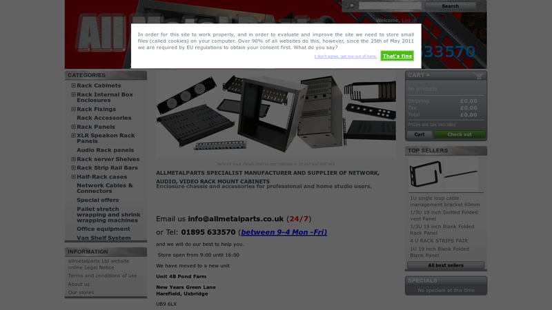 AllMetalParts Uk online store for Network and audio rack products - AllMetalParts