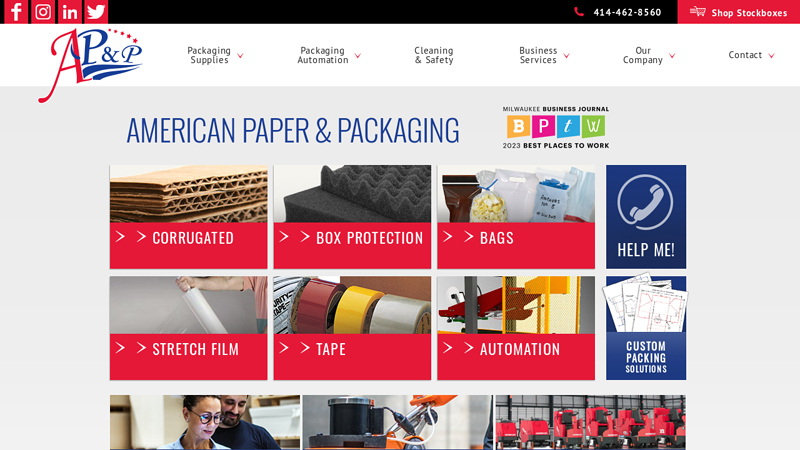 Wholesale packaging supplies: Custom boxes, automation & cleaning/safety supplies | American Paper & Packaging Germantown, Wisconsin USA