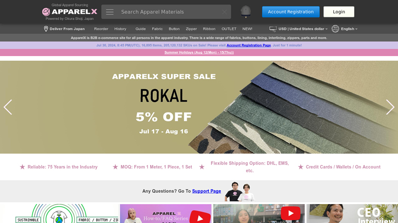 ApparelX - Global B2B Apparel Wholesale Site (Fabric, Zipper, Button, Lining, etc.)