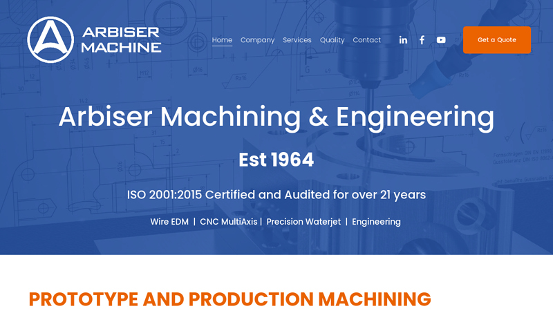 Arbiser Machine Inc. | CNC Machining, Wire EDM, Waterjet, 3D Printing