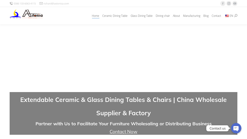 Extendable ceramic & glass dining table, chair China manufacturer