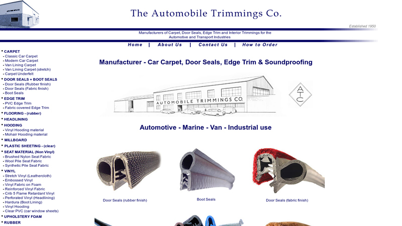 Manufacturer - Car Carpet, Door Seals, Edge Trim & Soundproofing. Automotive Interior Trimmings