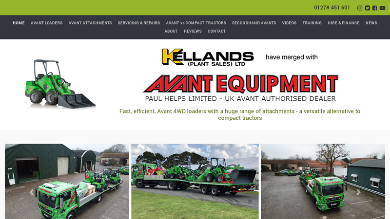 Paul Helps - Avant? Equipment. Avant loaders UK, Avant telescopic 4WD loaders, Avant lawnmowers, telescopic load boom, fork lift attachments, multi purpose machines for farming, equestrian, construction, grounds care