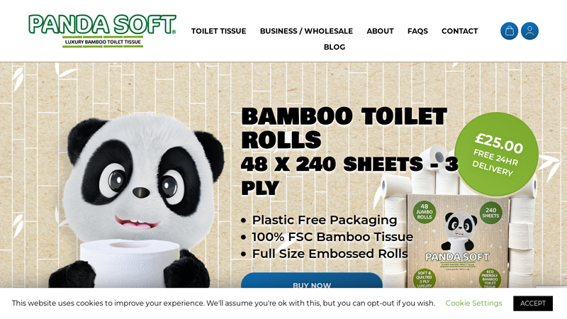 Bamboo Toilet Paper - 48 Rolls - ?25.00 - Plus Free Delivery | Panda Soft