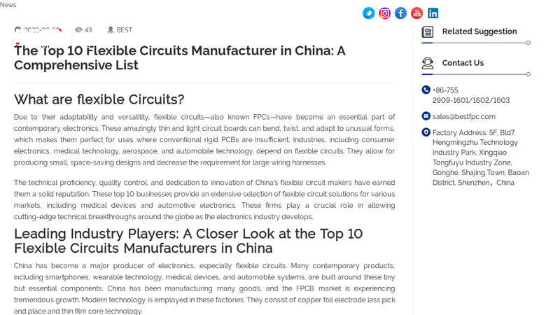 Image of The Top 10 Flexible Circuits Manufacturer in China: A Comprehensive List