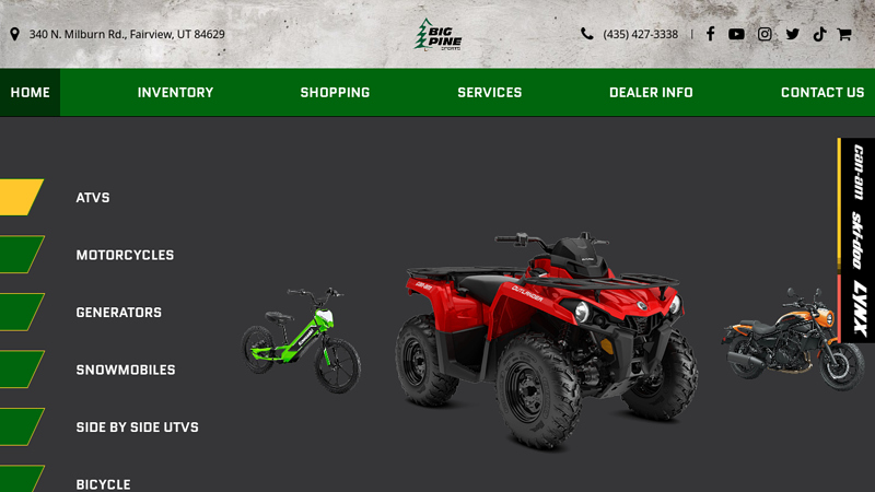 Big Pine Sports | Motorsports Dealer in Fairview, Utah | Can-Am, Kawasaki, Yamaha, CFMoto