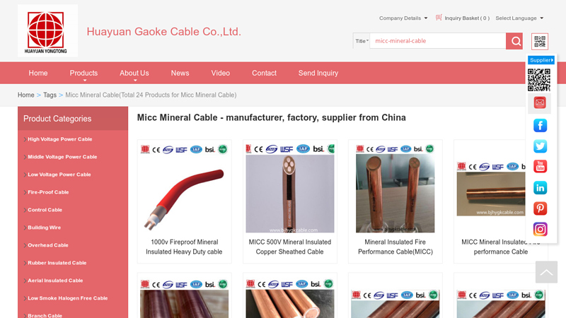 Image of Micc Mineral Cable China Manufacturers & Suppliers & Factory