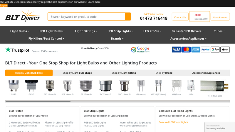 Light Bulbs and Light Fittings From BLT Direct