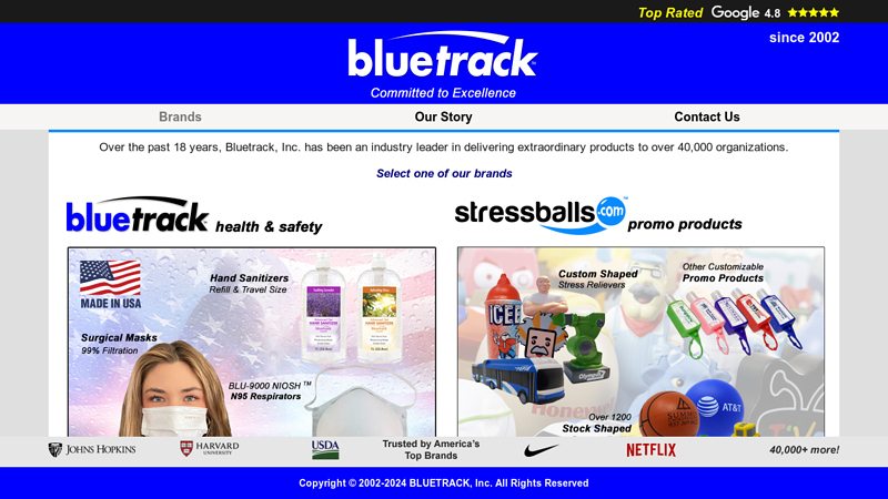 Homepage - BLUETRACK, Inc. - Manufacturer and Seller of Health, Safety & Stress Items