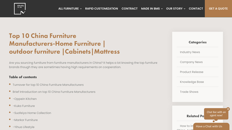 Image of Home Furniture Manufacturers in China | BMS