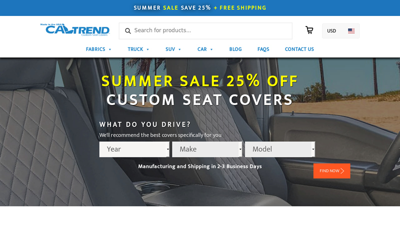 Custom Seat Covers. Best Custom-Fit Car/Truck Seat Covers. CalTrend.