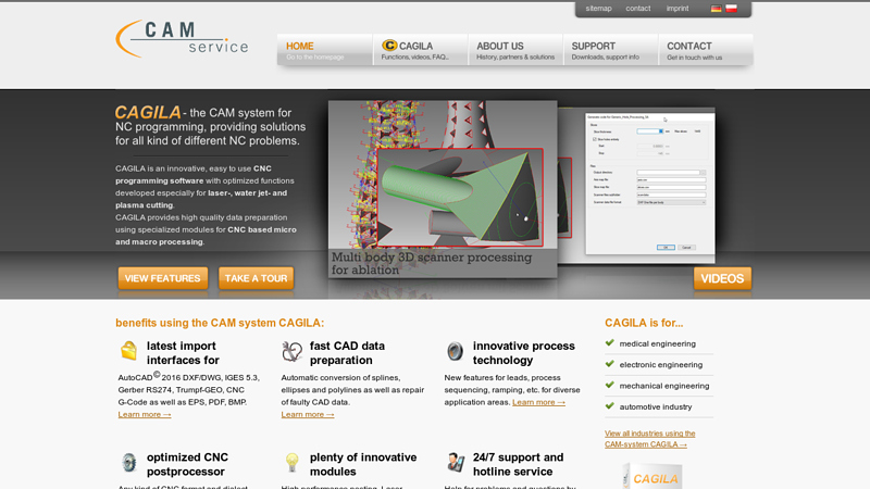 Laser CNC nesting software CAGILA - CAM system for laser, scanner, waterjet, plasma cutting - CAM-Service GmbH