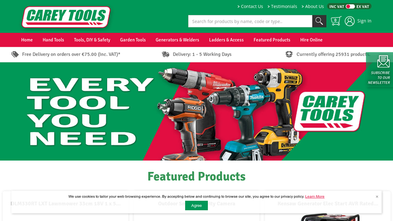 Online Tool Shop Ireland | Hardware & Garden Tools | Power Tools | Carey Tools