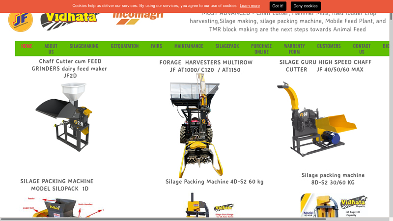 Vidhata India & JF Brazil - Dairy Feed Silage Making Machinery, JF Chaff Cutter Machine and Silage Making Machines, Dairy Feed Mill , Silage Making Machinery, Grass Cutting Machine