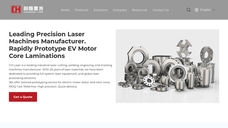 CH Laser: Leading Industrial Laser Cutting, Welding, Engraving Machines Manufacturer for Motor Laminations; Responsive Video; 