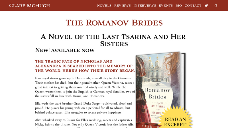 Clare McHugh | Author of The Romanov Brides