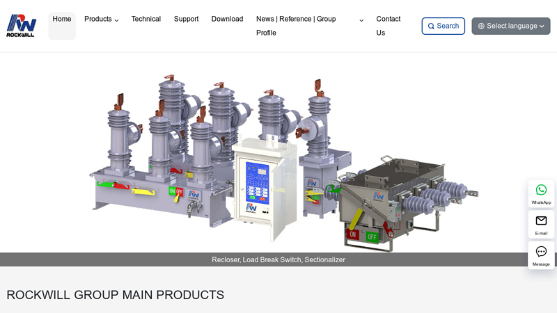 RockwillChina Recloser,Transformer,Switchgear,EV charger,Digital power station Manufacturer: Auto recloser, load break switch, vacuum circuit breaker, step voltage regulator, ring main unit, gas circuit breaker, Prefabricated Substation, EV charger, power and distribution transformer, Sectionalizer,Metering Unit, Switchgear, portable power station, inverter generator, GIS, HGIS, Hybrid Switchgear, Gas insulated switchgear