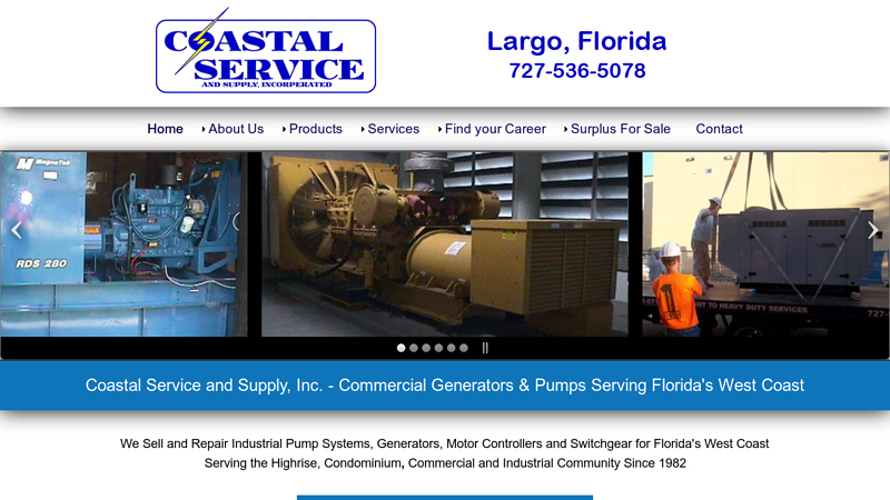 Industrial pumps generators | large generator services | Coastal Generator Service Largo Florida