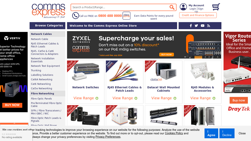 Comms Express | Top Supplier of Network Cables, Data & Server Racks