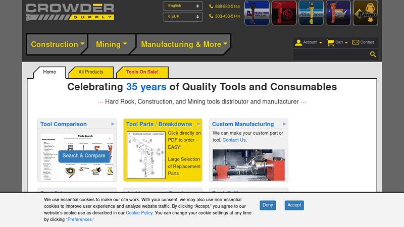 Crowder Supply: Post Drivers, Mining Equipment, Jackhammers, Paving Breakers, Drill Rod & Bits, Construction Tools