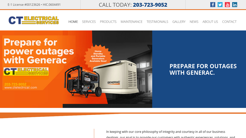 Best Generac Generator Installer CT | CT Generator Maintenance| CTElectrical.com