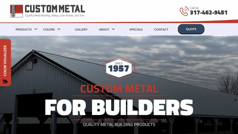 Metal roofing, siding panels, trim - Custom Metal Industries, Greenfield, IN