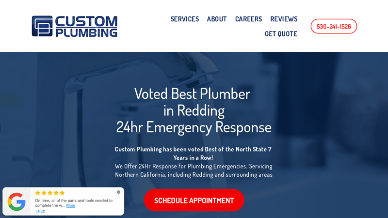 Custom Plumbing - Voted Best Plumber in Redding 530-241-1526