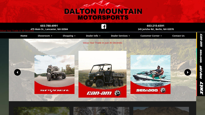 Dalton Mountain Motorsports, New Hampshire | Suzuki, Evinrude, Jonsered, Avalon, Sea-Doo, Can-Am, Spyder sales, service & parts in NH.