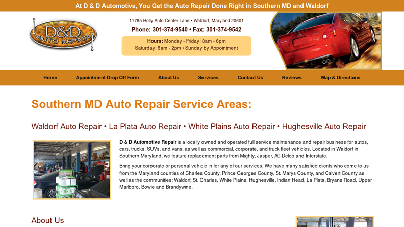 D and D Automotive Repair | Waldorf Southern MD Auto Repair So MD Car Truck SUV Van Tune Up Jasper Engines Transmissions