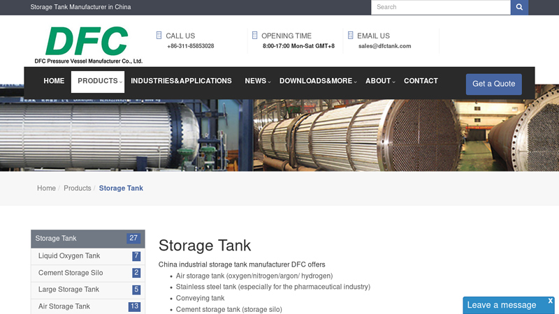 Image of Industrial Storage Tank, Pressure Vessel Manufacturer China