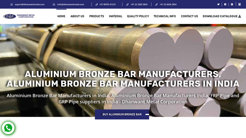 Dhanwant Metal Corporation - Aluminium Bronze Bar, Valves, Round Bar Manufacturer & Supplier in India