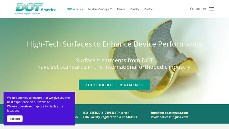 DOT America-medical coating technology for implants and instruments