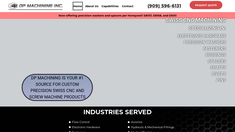 Screw Machine Products | DP Machining Inc.