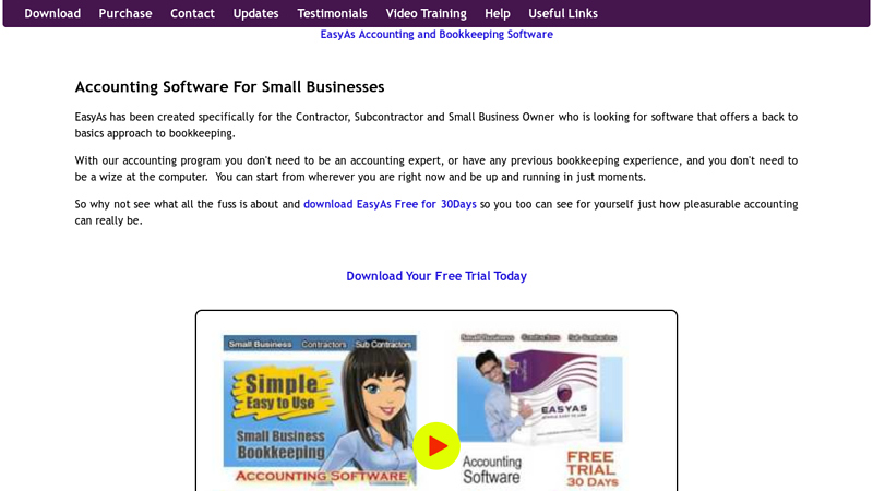 Simple Easy to use Contractor or Small Business Accounting Software - EasyAs Accounting Software