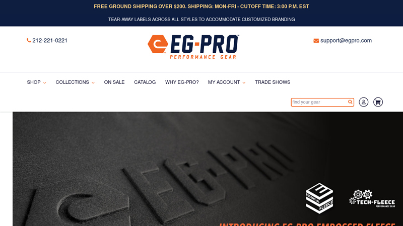 EG-PRO Custom Blank Performance Apparel Manufacturer  egpro.com