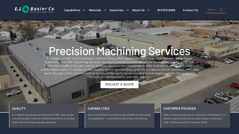 High Volume Precision Machine Shop - CNC Swiss Screw Machined Parts | EJ Basler Co. - Chicago, IL