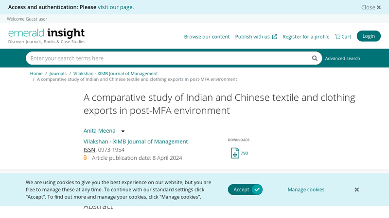 Image of A comparative study of Indian and Chinese textile and clothing exports ...