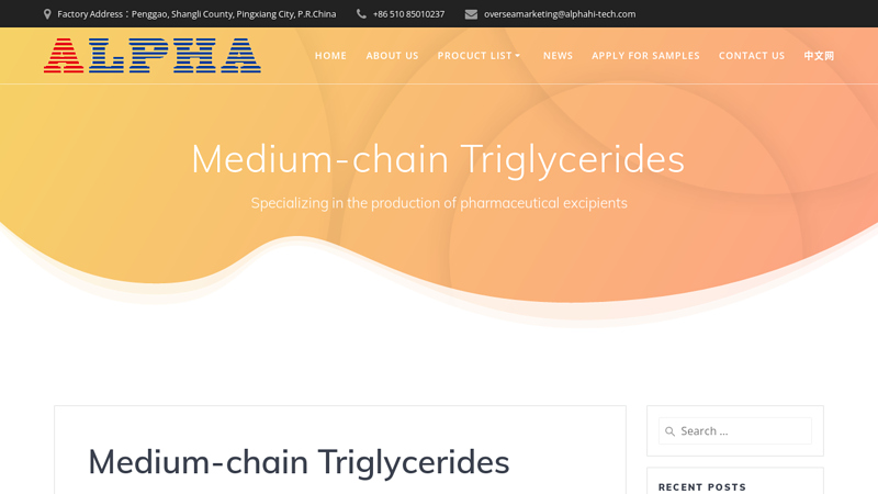 Image of Medium-chain Triglycerides 鈥?Jiangxi Alpha Hi-tech Pharmaceutical CO., Ltd.