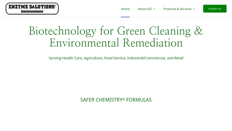 Enzyme Solutions C Biotechnology for Green Cleaning & Environmental Remediation