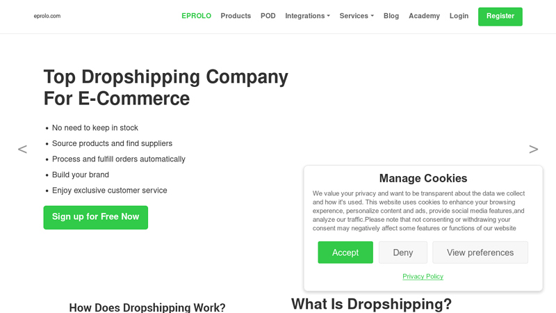 Free Dropshipping Suppliers & Branding - EPROLO