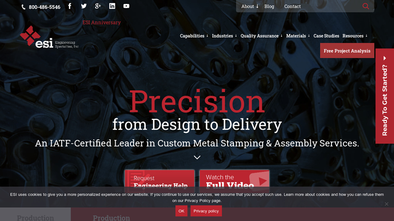 Production Metal Stamping | Engineering Specialties, Inc.