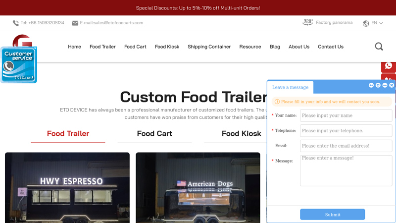 Food Trailers, Food Carts and Food Kiosks for Sale - ETO DEVICE