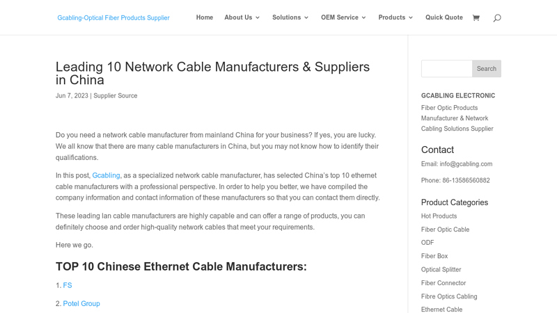 Image of Leading 10 Network Cable Manufacturers & Suppliers in China