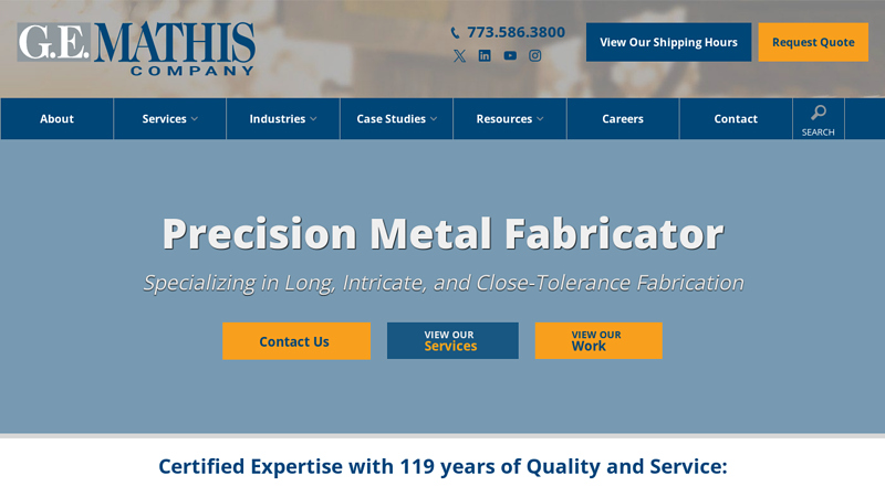 Precision Metal Fabrication - Chicago, IL - G.E. Mathis Company