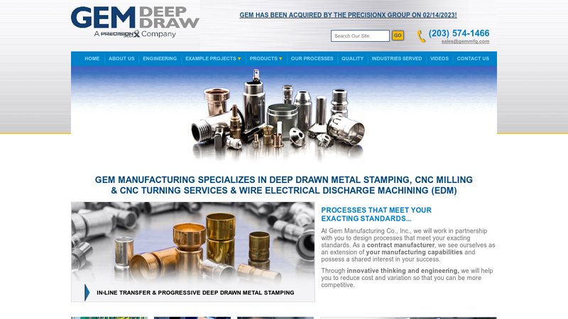 Custom In-Line Transfer & Progressive Deep Drawn Metal Stamping Services - Gem Manufacturing