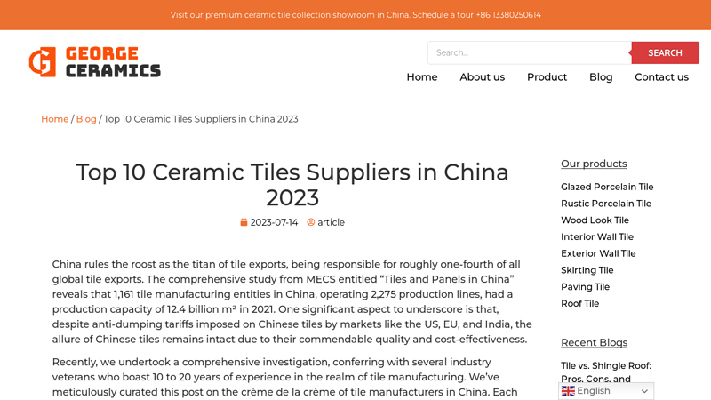 Image of Top 10 Ceramic Tiles Suppliers in China 2023 | George Ceramic