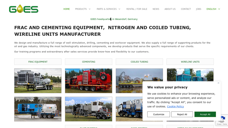 GOES GmbH - Frac, Cement Pump Units, N2 and Coiled Tubing