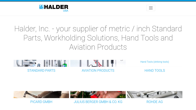 Halder, Inc. - your supplier of metric / inch Standard Parts, Workholding Solutions, Hand Tools and Aviation Products